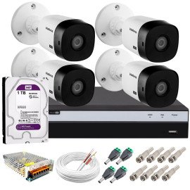 Kit Intelbras 4 C�meras Full HD 1080p VHL 1220 B + DVR MHDX 3104 Intelbras com HD 1TB + Acess�rios   10634