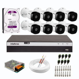 Kit 8 C�meras de Seguran�a Full HD Intelbras VHD 1220 B G6 + DVR Intelbras 08 Canais Full HD MHDX 3108 + HD WD Purple 1TB + Acess�rios