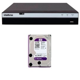 DVR Stand Alone Intelbras MHDX 3116 16 Canais Full HD 1080p Multi HD + 08 Canais IP 5 Mp + HD WD Purple 3TB