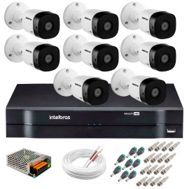 Kit 8 C�meras HD 720p 20m Infravermelho de Vis�o Noturna VHD 1120 B G5 + DVR Intelbras + App de Monitoramento + Acess�rios