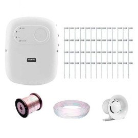 Kit de Cerca Eltrica para 25 metros Central ELC 5001 Intelbras Liga/Desliga por Controle Remoto com Haste M + Acessrios