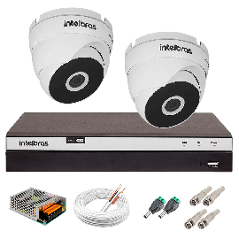 Kit 2 C�meras VHD 3220 D G5 + DVR Intelbras + App Gr�tis de Monitoramento, C�meras Full HD 1080p 20m Infravermelho de Vis�o Noturna Intelbras + Fonte, Cabos e Acess�rios