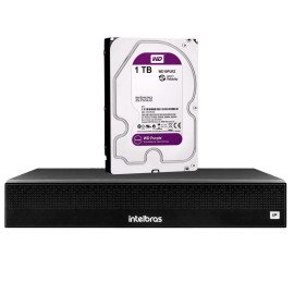 NVR Intelbras 04 Canais Full HD 1080p 6MP NVD 1304 04 Canais + HD 1TB WD Purple