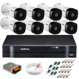 Kit 8 C�meras HD 720p 10m Infravermelho de Vis�o Noturna VHD 1010 B G5 + DVR Intelbras + App Gr�tis de Monitoramento