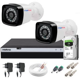Kit 2 C�meras + DVR Intelbras + HD 1 TB + App de Monitoramento, C�meras Full HD 1080p 20m Infravermelho de Vis�o Noturna + Fonte, Cabos e Acess�rios