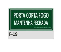 PLACA DE IDENTIFICAO - PORTA CORTA FOGO F-19 10X23CM