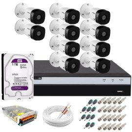 Kit Intelbras 10 C�meras Full HD 1080p VHL 1220 B + DVR 3116 Intelbras com HD 1TB + Acess�rios