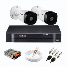 Kit 2 Cmeras de Segurana Full HD 1080p VHD 1220 B G6 + DVR Intelbras MHDX 1104 de 4 Canais 1080p Lite + Acessrios  11370