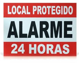 Placa de Advertncia Em Alumnio "Local Protegido Alarme 24 Horas"