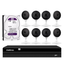  Kit 8 Cmeras com Inteligncia Artificial Full HD iM3 Intelbras Branca + 1 NVD 1308 6MP 8 Canais + 1 HD Interno WD Purple 1TB Surveillance SATA III