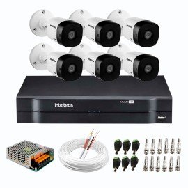   Kit 6 Cmeras de Segurana Full HD 1080p VHD 1220 B G6 + DVR Intelbras MHDX 1108 de 8 Canais 1080p Lite + Acessrios