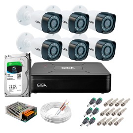 Kit Giga Security 6 C�meras HD 720p GS0018 + DVR com HD 1TB Seagate + Acess�rios