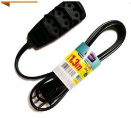 EXTENSO SORT 2P+T PP 3X0,75MM 1,30M - COR PRETA