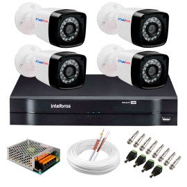 Kit Cmera de Segurana Full HD 1080p 2MP Bullet 20 Metros + DVR Intelbras + App Grtis de Monitoramento da Intelbras + Fonte, Cabos e Acessrios  2726