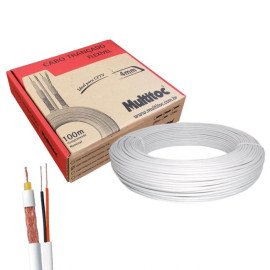 Cabo Coaxial RF 4mm Fexvel c/ Bipolar Externo 80% Ideal p/ CFTV Rolo de 100 Metros - Multitoc