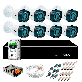 Kit Giga Security 8 Cmeras Full HD 1080p gs0271 + DVR com HD 1TB Seagate + Acessrios
