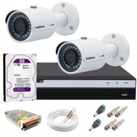 Kit 2 Cmeras de Segurana 4MP 2k Intelbras VHD 3430 B + DVR Intelbras 4K + HD WD Purple + Acessrios