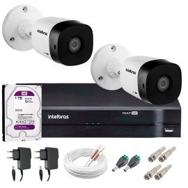 Kit 2 Cmeras VHD 1120 B G5 + DVR Intelbras + HD 1TB para Armazenamento + App Grtis de Monitoramento, Cmeras HD 720p 20m Infravermelho de Viso Noturna Intelbras + Fonte, Cabos e Acessrios