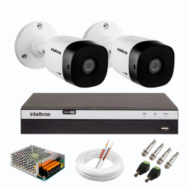 Kit 2 C�meras de Seguran�a Full HD Intelbras VHD 1220 B G6 + DVR Intelbras Full HD MHDX 3108 de 8 Canais + Acess�rios