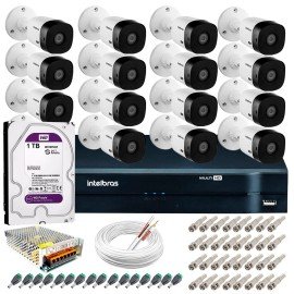Kit Intelbras 16 C�meras HD 720p VHL 1120 B + DVR 1116 Intelbras com HD 1TB + Acess�rios