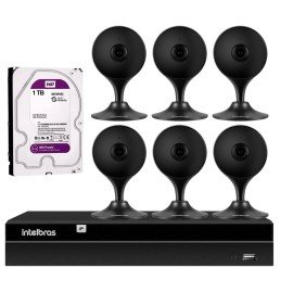    Kit 6 Cmeras com Inteligncia Artificial Full HD iM3 Intelbras Preta + 1 NVR 08 Canais 6MP NVD 1308 Intelbras + 1 HD Interno WD Purple 1TB Surveillance SATA III