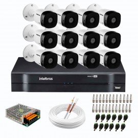 Kit 12 Cmeras de Segurana Full HD 1080p VHD 1220 B G6 + DVR Intelbras MHDX 1116 de 16 Canais 1080p Lite + Acessrios