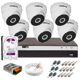 Kit 6 Cmeras VHD 3220 D G5 + DVRIntelbras + HD 1TB para Armazenamento + App Grtis de Monitoramento, Cmeras Full HD 1080p 20m Infravermelho de Viso Noturna Intelbras + Fonte, Cabos e Acessrios
