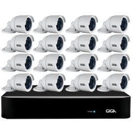 Kit 16 Cmeras Full HD + DVR Giga Security + App Grtis de Monitoramento, Cmeras GS0273 1080p 30m Infravermelho de Viso Noturna + Fonte, Cabos e Acessrios