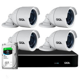 Kit 4 C�meras Full HD + DVR Giga Security + HD 1TB + App Gr�tis de Monitoramento, C�meras GS0273 1080p 30m Infravermelho de Vis�o Noturna + Fonte, Cabos e Acess�rios