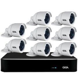 Kit 8 C�meras Full HD + DVR Giga Security + App Gr�tis de Monitoramento, C�meras GS0273 1080p 30m Infravermelho de Vis�o Noturna + Fonte, Cabos e Acess�rios