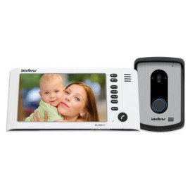 Kit Vdeo Porteiro Interfone Intelbras IV 7010 HF Viva Voz, Visualiza at 04 Cameras, Atende por Celular, abre 2 portes, Tela LCD 7 polegadas
