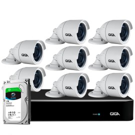 Kit 8 C�meras Full HD + DVR Giga Security + HD 1TB + App Gr�tis de Monitoramento, C�meras GS0273 1080p 30m Infravermelho de Vis�o Noturna + Fonte, Cabos e Acess�rios
