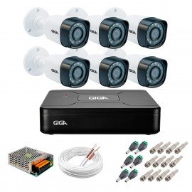 Kit 6 Cmeras de Segurana HD 720p Giga Security GS0018 + DVR Giga Security Multi HD + Acessrios