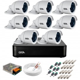 Kit 8 C�meras GS0022 HD 720p Giga Security + DVR Giga Security Multi HD + Acess�rios