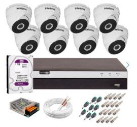Kit 8 Cmeras VHD 3220 D G5 + DVRIntelbras + HD 1TB para Armazenamento + App Grtis de Monitoramento, Cmeras Full HD 1080p 20m Infravermelho de Viso Noturna Intelbras + Fonte, Cabos e Acessrios