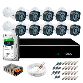 Kit Giga Security 10 C�meras HD 720p GS0018 + DVR com HD 1TB Seagate + Acess�rios