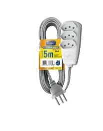  EXTENSO SORT 2P+T PP 3X0,75MM 5M  - COR BRANCA C/ BASE CINZA  