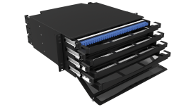  DIO B 144  um distribuidor ptico para rack com capacidade para at 144 fuses em 4U. Tem funo de armazenamento e gerenciamento de cabos (inclusive pr-conectorizado) e cordes pticos.