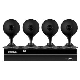    Kit 4 Cmeras de Segurana Wifi IA Full HD Mibo iM3 Intelbras Preta + 1 NVR Stand Alone 04 Canais 6MP NVD 1304 Intelbras