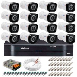 Kit 4 Cmeras Intelbras VHD 1220 B Full HD 1080 Lite + DVR Intelbras + Acessrios Completo - Cmeras com 20m Infravermelho de Viso Noturna