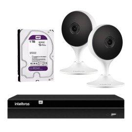    Kit 2 Cmeras com Inteligncia Artificial Full HD iM3 Intelbras Branca + 1 NVR Stand Alone 04 Canais 6MP NVD 1304 Intelbras + 1 HD Interno WD Purple 1TB Surveillance SATA III