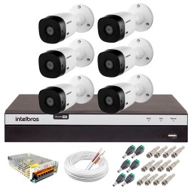 Kit Intelbras 6 C�meras Full HD 1080p VHL 1220 B + DVR 3108 Intelbras + Acess�rios