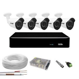 Kit 5 Cmeras 2K 4 Megapixel Completo c/ DVR Giga Security 8 Canais Srie Orion 5MP