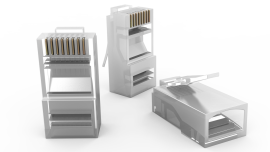       CONECTOR RJ45 MACHO CAT.5E PARA CABO SLIDO E FLEXIVEL