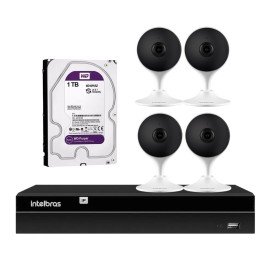 Kit 4 Cmeras com Inteligncia Artificial Full HD iM3 Intelbras Branca + 1 NVR Stand Alone 04 Canais 6MP NVD 1304 Intelbras + 1 HD Interno WD Purple 1TB Surveillance SATA III