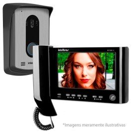 Kit Vdeo Porteiro Interfone Intelbras IV 7010 HS Preto, Visualiza at 04 Cameras, Atende por Celular, abre 2 portes, Tela LCD 7 polegadas