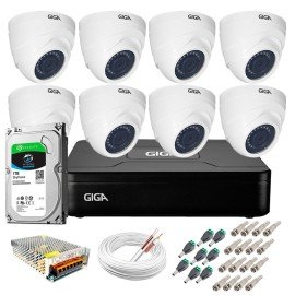 Kit Giga Security 8 C�meras HD 720p GS0019 + DVR Lite com HD 1TB Seagate + Acess�rios